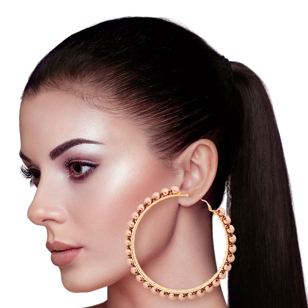 Gold Pearl Wrapped Hoops- 3.25 "