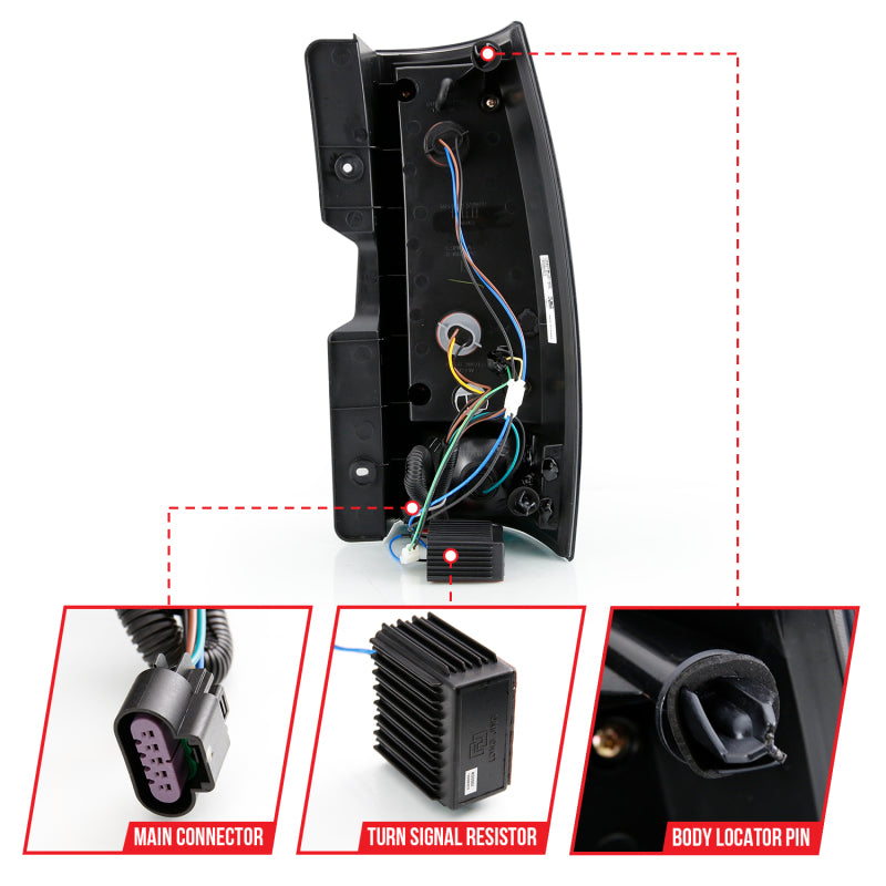 Chevy Tahoe interior panel with wiring and components labeled on a white background