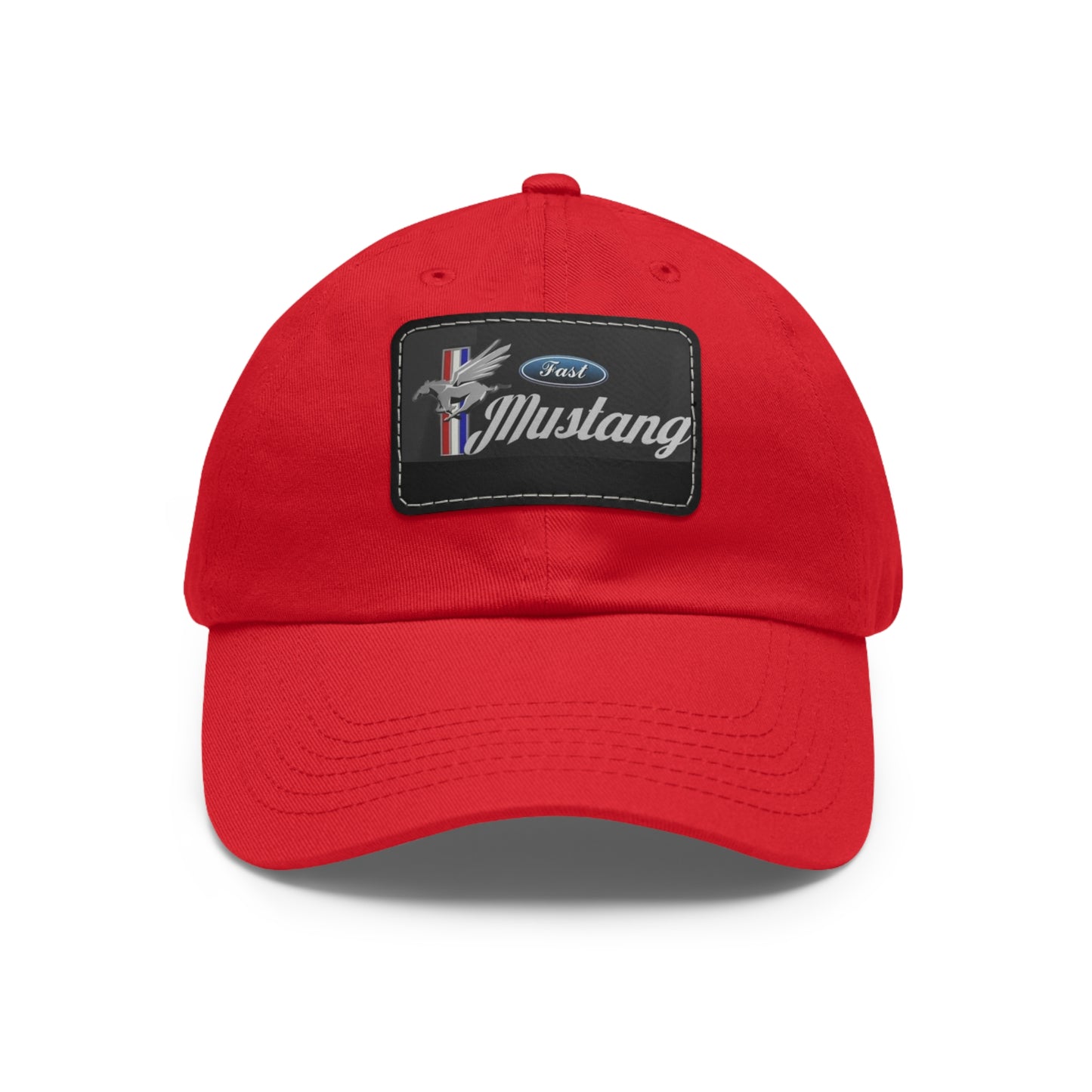 Fast Mustang Black Hat with Black Leather Patch