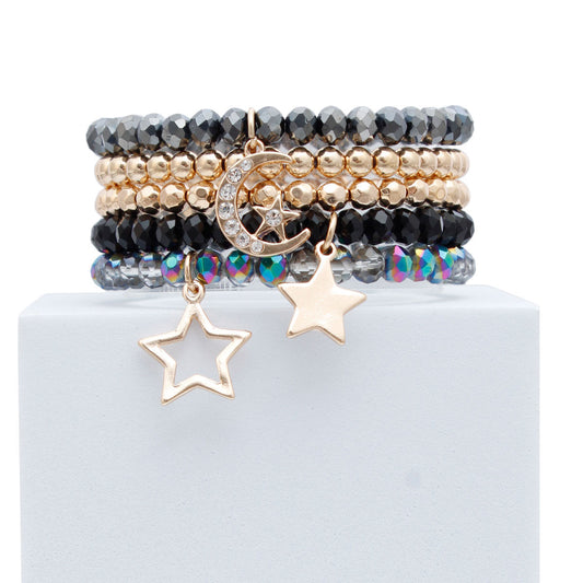 Black and Gold Glass Star Bracelets