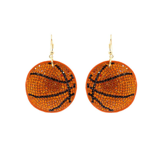 Orange Padded Basketball Earrings