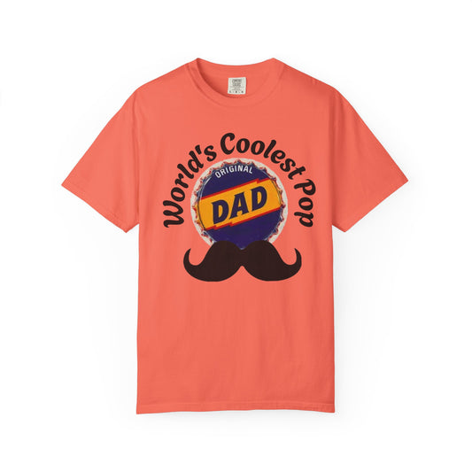 Worlds Coolest Pop - DAD Spoof on T Shirt Salmon Color