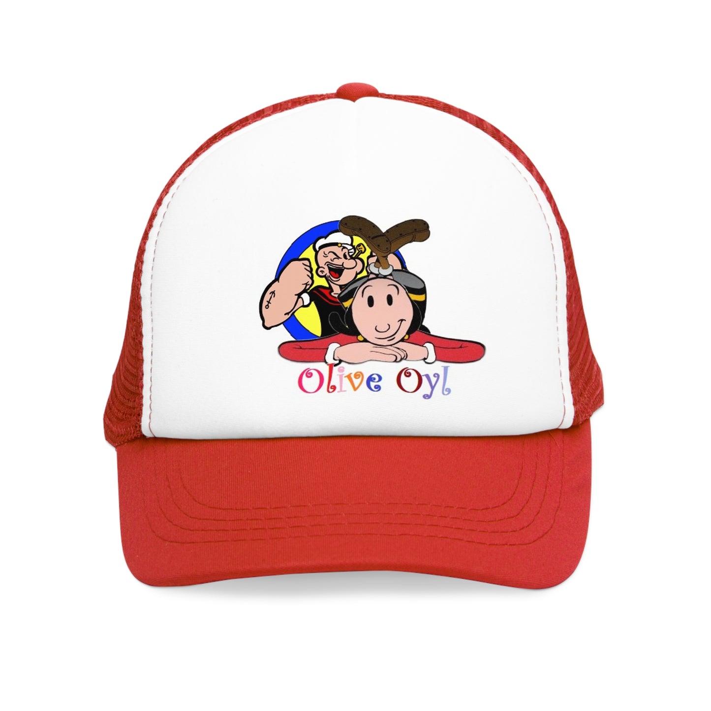 Olive Oyl Popeye Mesh Polyester Ball Cap Red