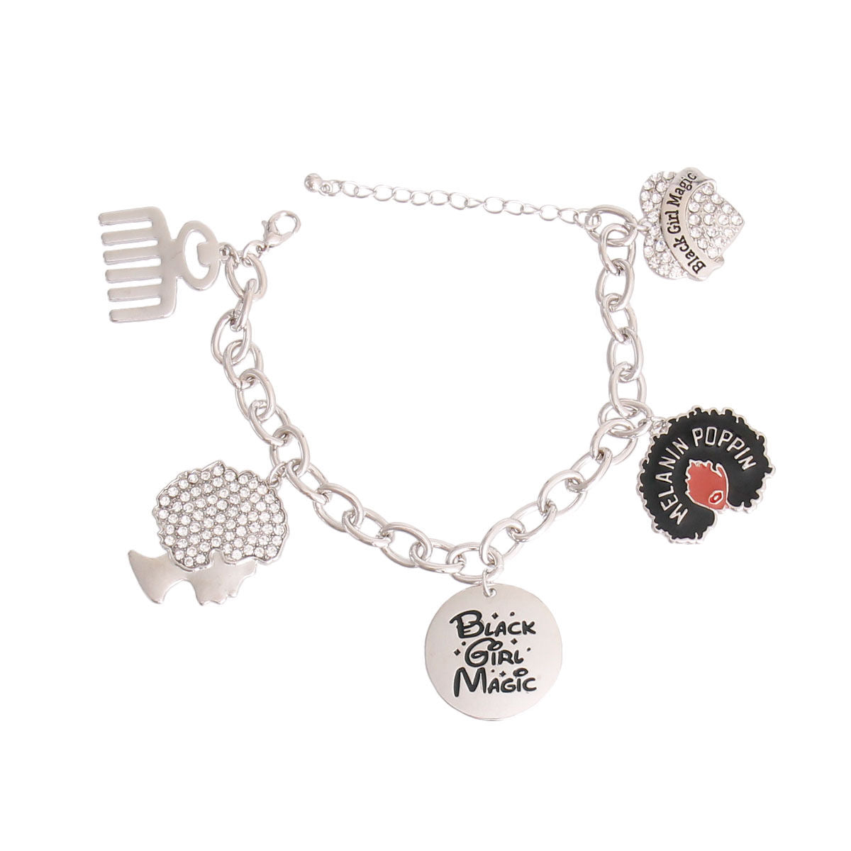 Silver Black Girl Magic Bracelet