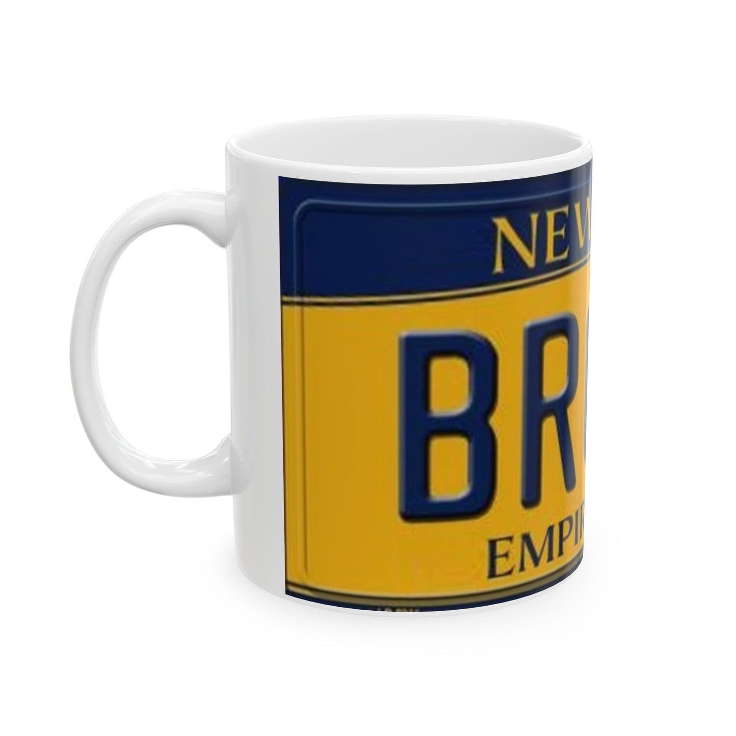 Right Angle Retro Style Bronx NY License Plate Ceramic Mug