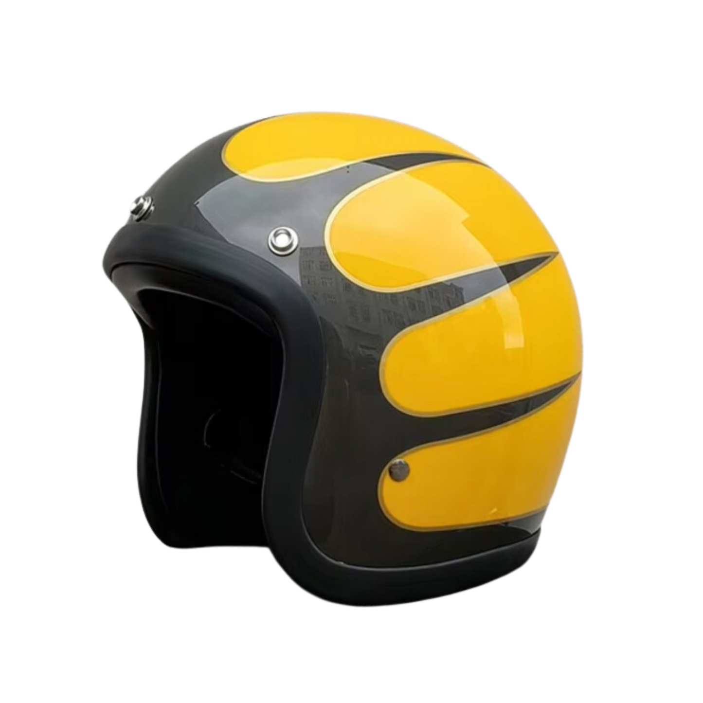 Yellow and black motorcycle helmet on a white background