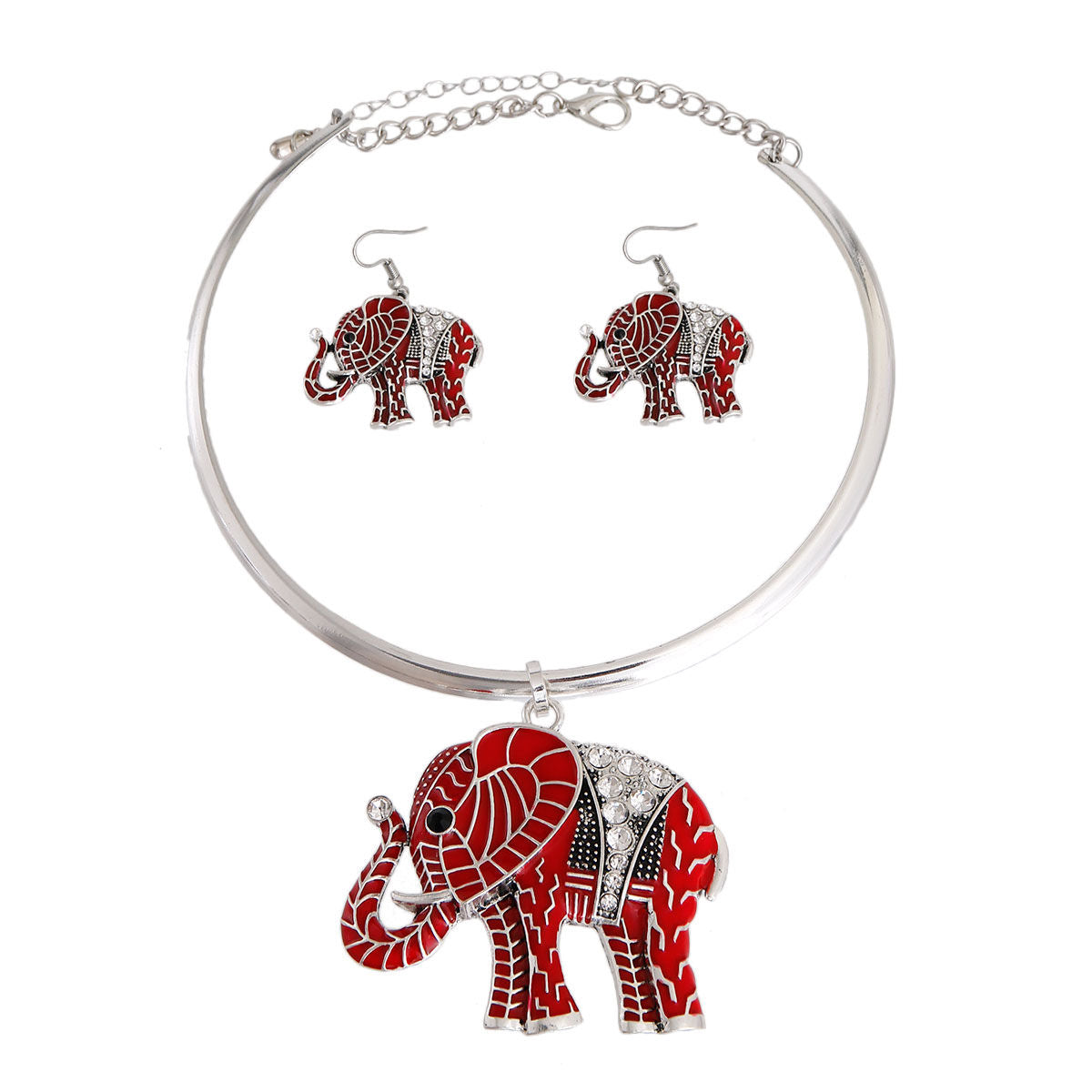 DST Red Elephant Collar Necklace