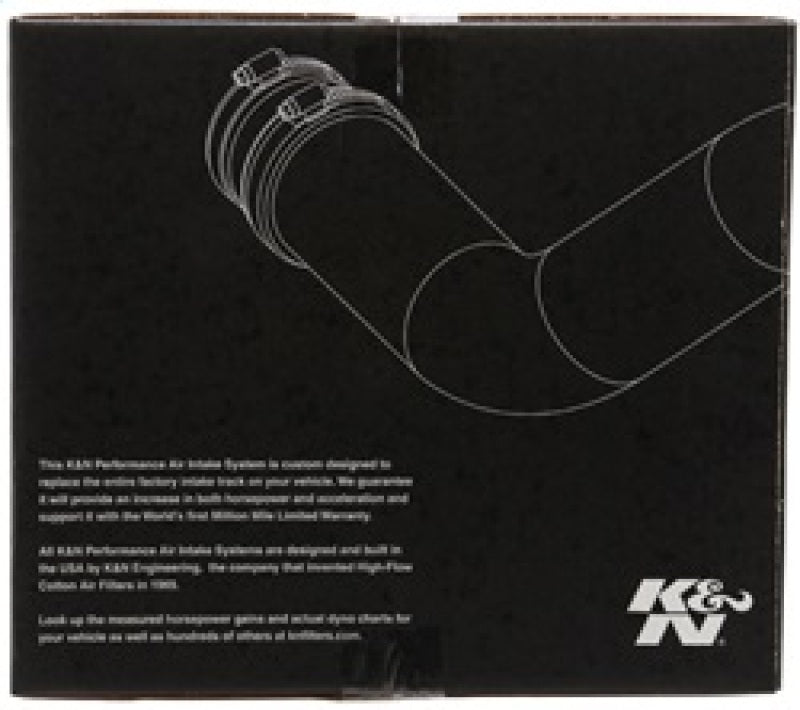 K&N Performance Air Intake System packaging with brand logo and text on a black background