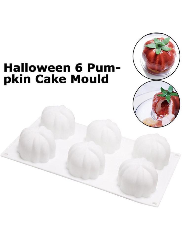 6 Pumpkin Silicone Cake Mold For Chocolate Ice Cream Decorating Pudding Dessert Tools Bakeware Baking Silicone Cake Molds For Baking 3D Pumpkin Silicone Mold For Party