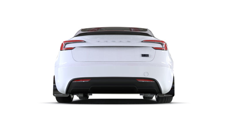 Back view of a white electric car on a white background