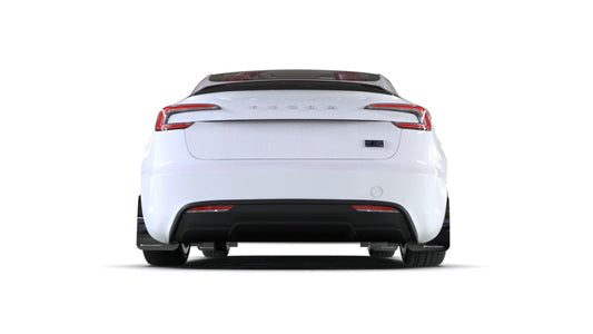 Back view of a white electric car on a white background