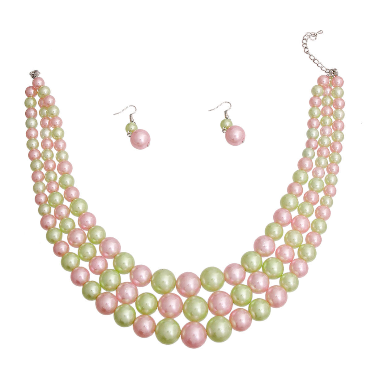 AKA Light Pink Green 3 Layered Pearl Sorority