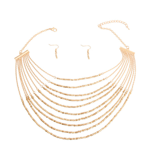 Gold Square Bead Layered Set