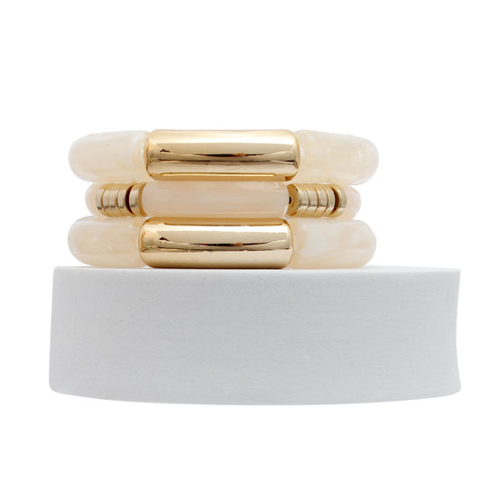 Light Brown Tube Stretch Bangle Set