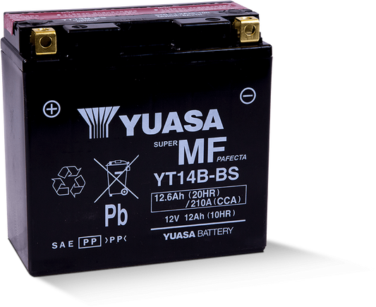 Yuasa YT14B-BS Maintenance Free 12-Volt AGM Battery w/Bottle