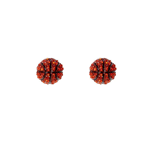 Orange Rhinestone Basketball Studs