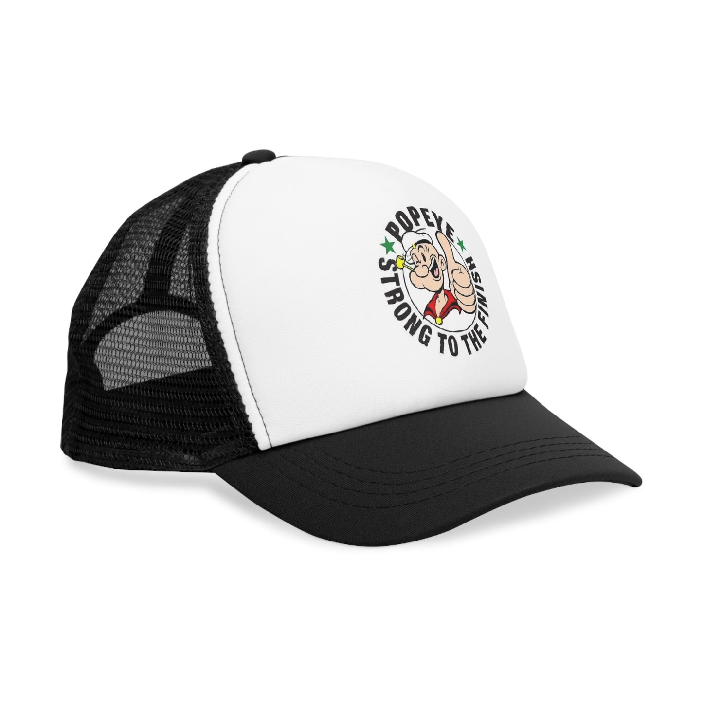 Side View Black Popeye Strong To The Finish Mesh Ball Cap