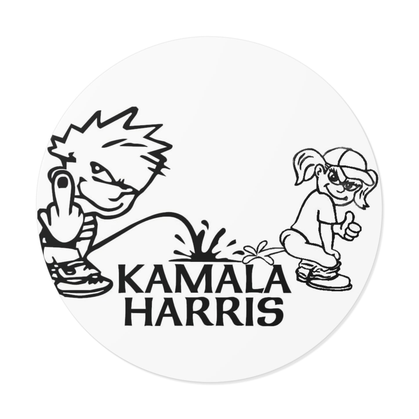 Kamala Harris Pissed On Round Vinyl Stickers