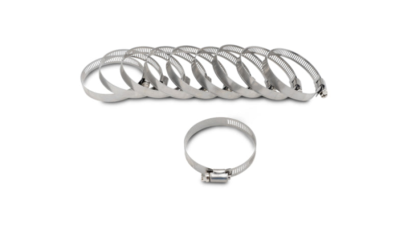 Vibrant S.S. Worm Gear Clamps Pack of 10 - Clamping Range: 2.04in - 3.00in (52mm - 76mm)