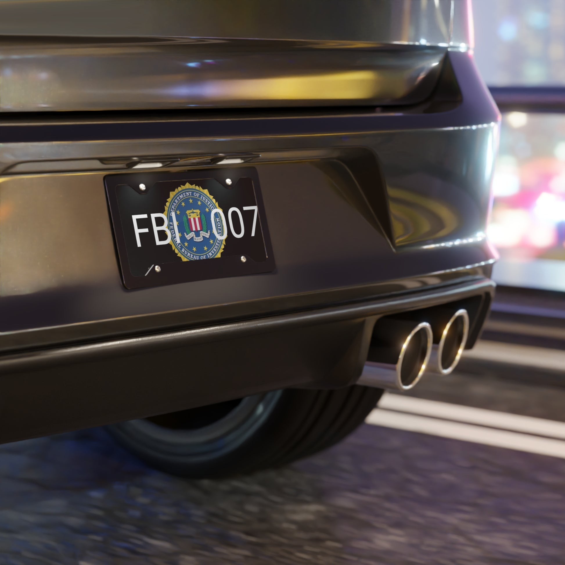 Mounted FBI - 007 Vanity License Plate