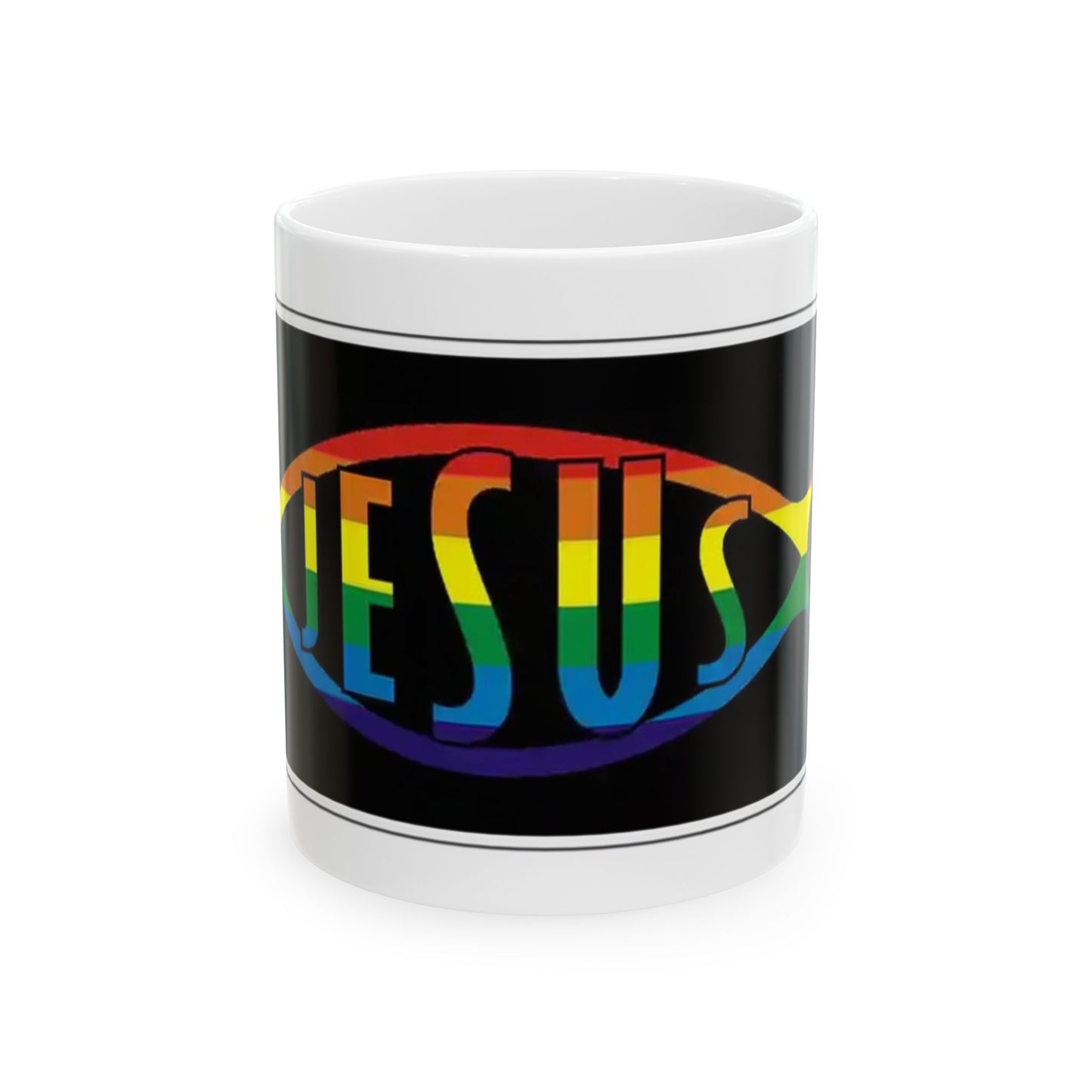 Jesus - Rainbow Fish Christian Ichthys 11 Oz. Ceramic Mug