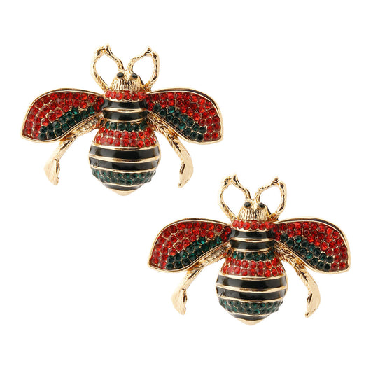 Rhinestone Bee Stud Earrings