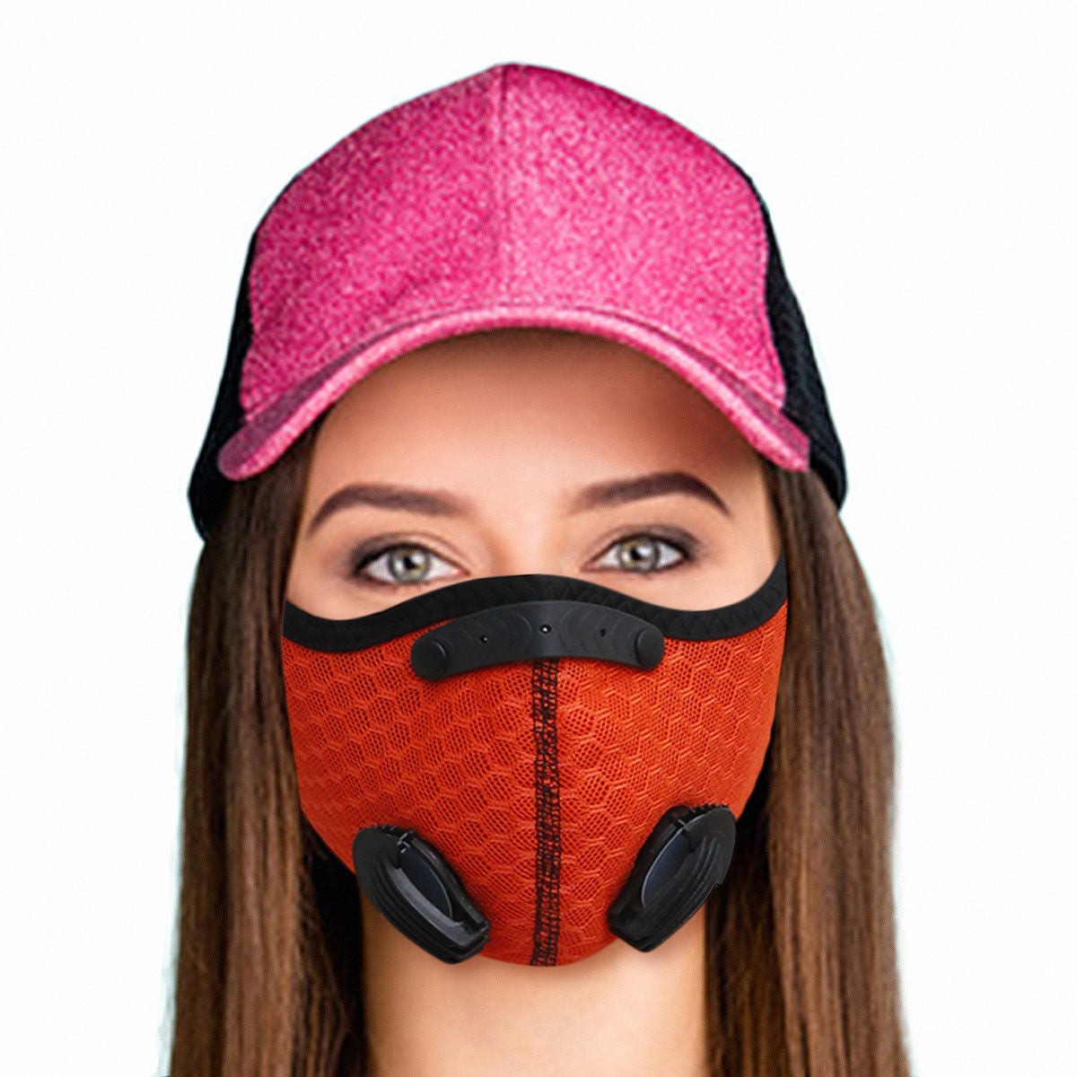 Orange Mesh Sports Mask