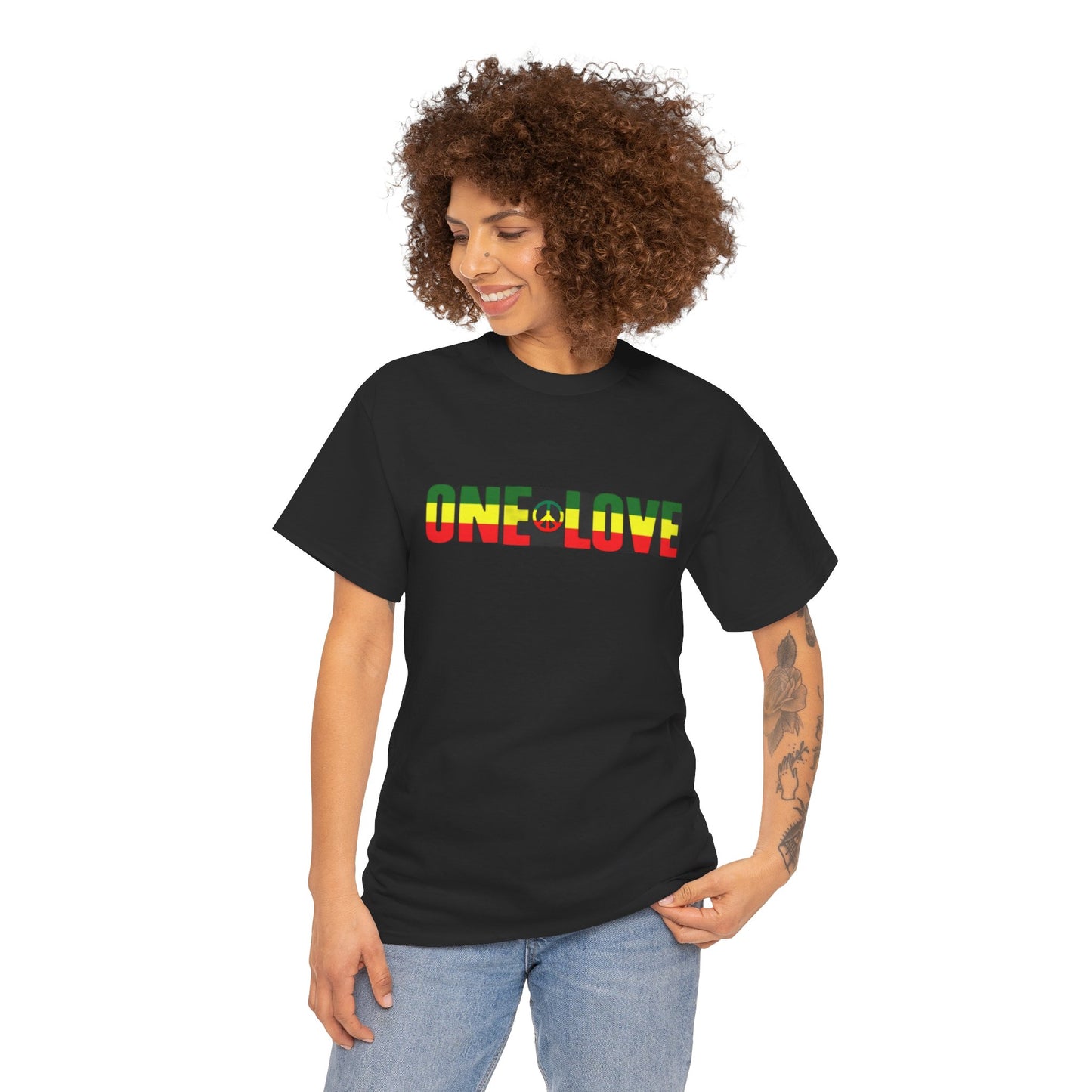 One Love Jamaica Marley Rasta Unisex Heavy Cotton Tee Shirt