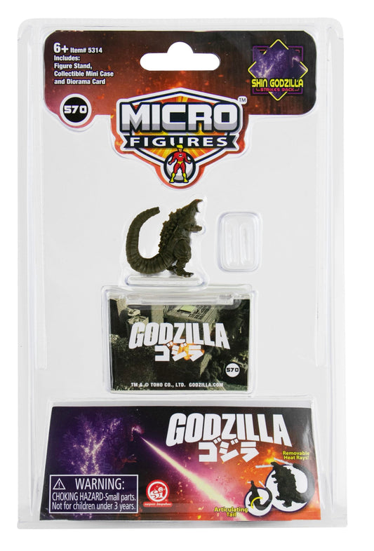 Packaged toy figure of Godzilla with branding and product details on the packaging.