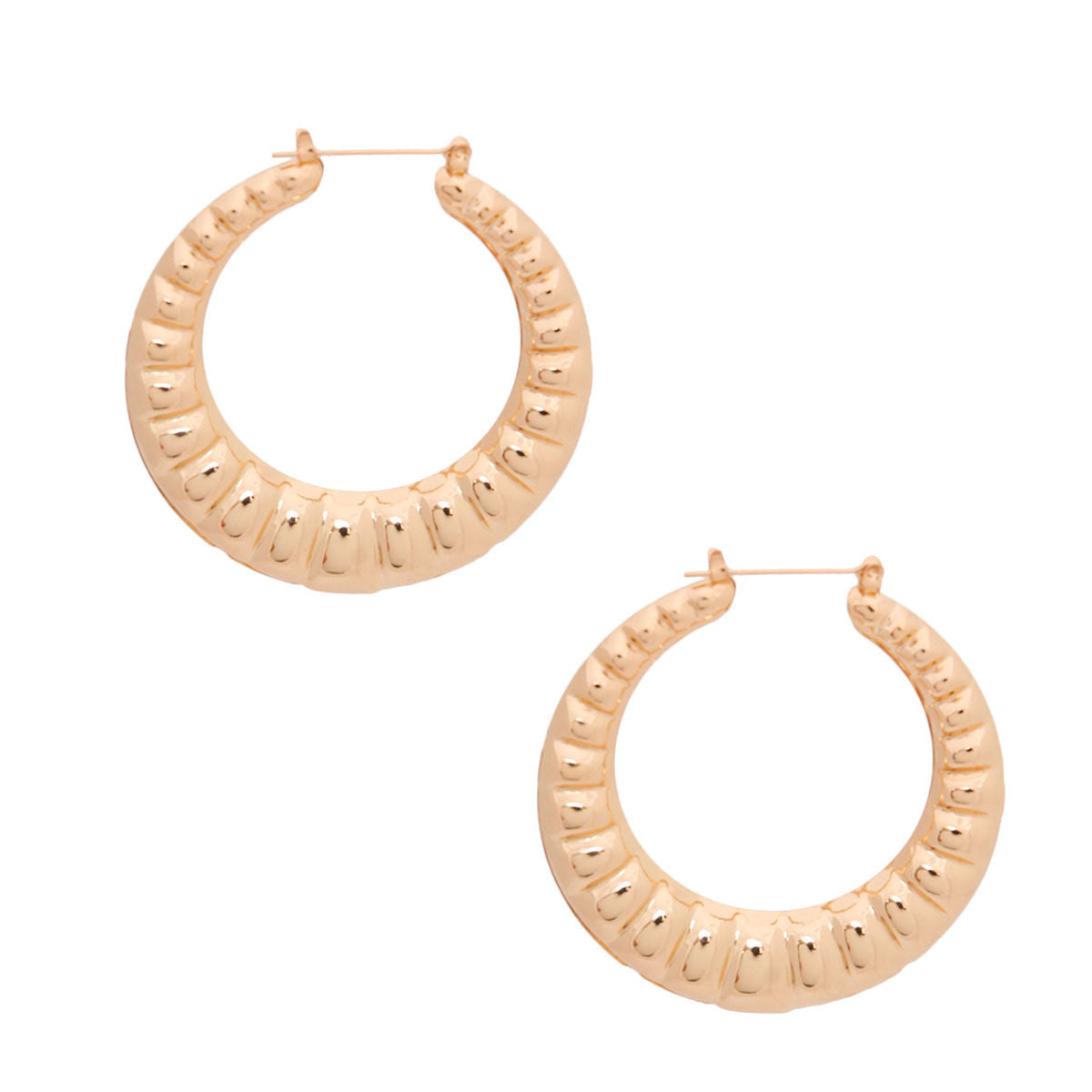 Gold Ribbed Bamboo Hoops