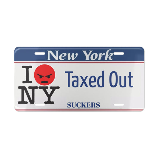 New York Taxed Out Vanity License Plate