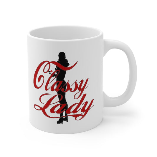 Left Side View Classy Lady Ceramic Mug 11oz