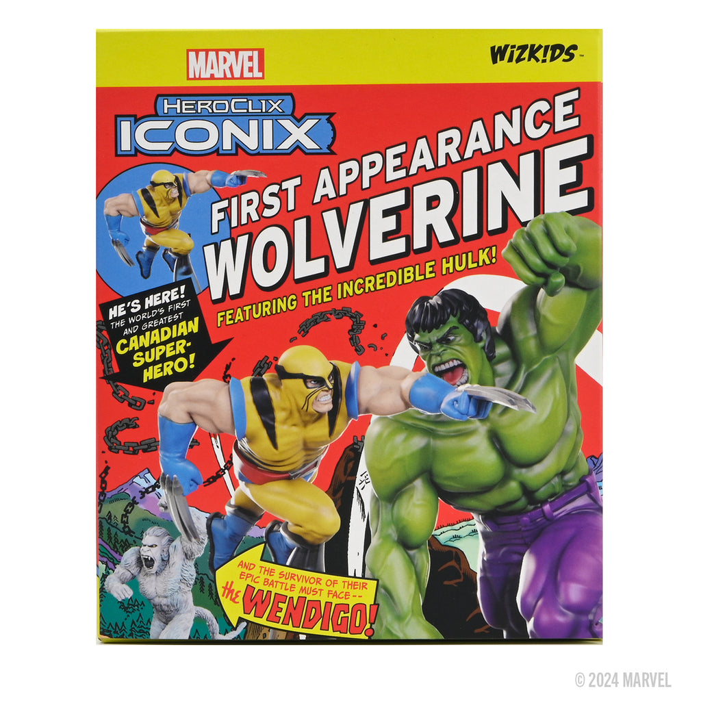 Marvel HeroClix Iconix game box featuring Wolverine and the Hulk with colorful design.