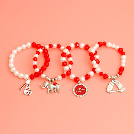 Red White Bead DST Bracelets|Stretch to Fit