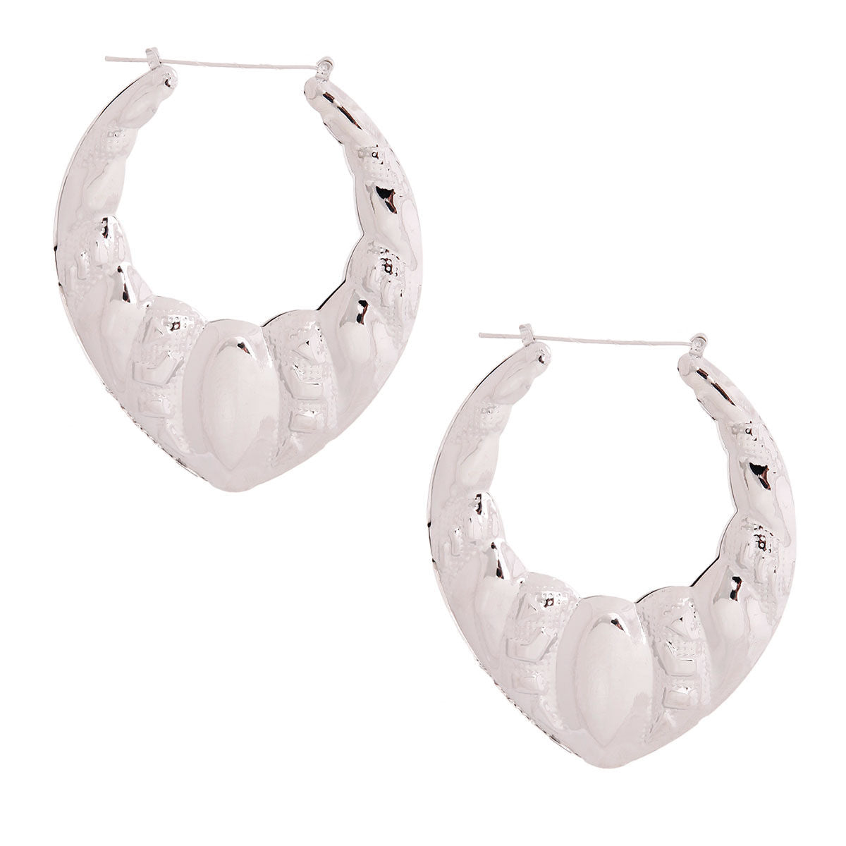 Textured Silver Teardrop Hoops