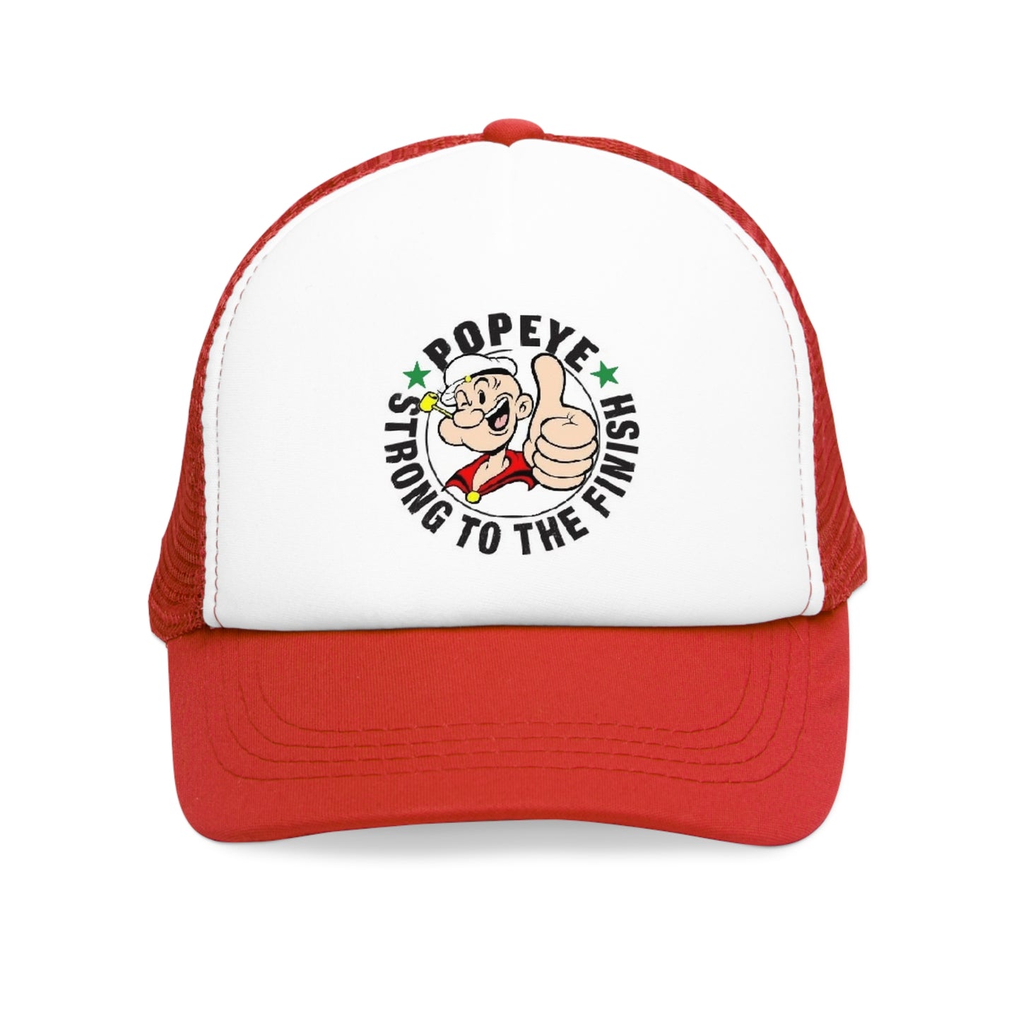 Popeye Strong To The Finish Mesh Ball Cap in Red