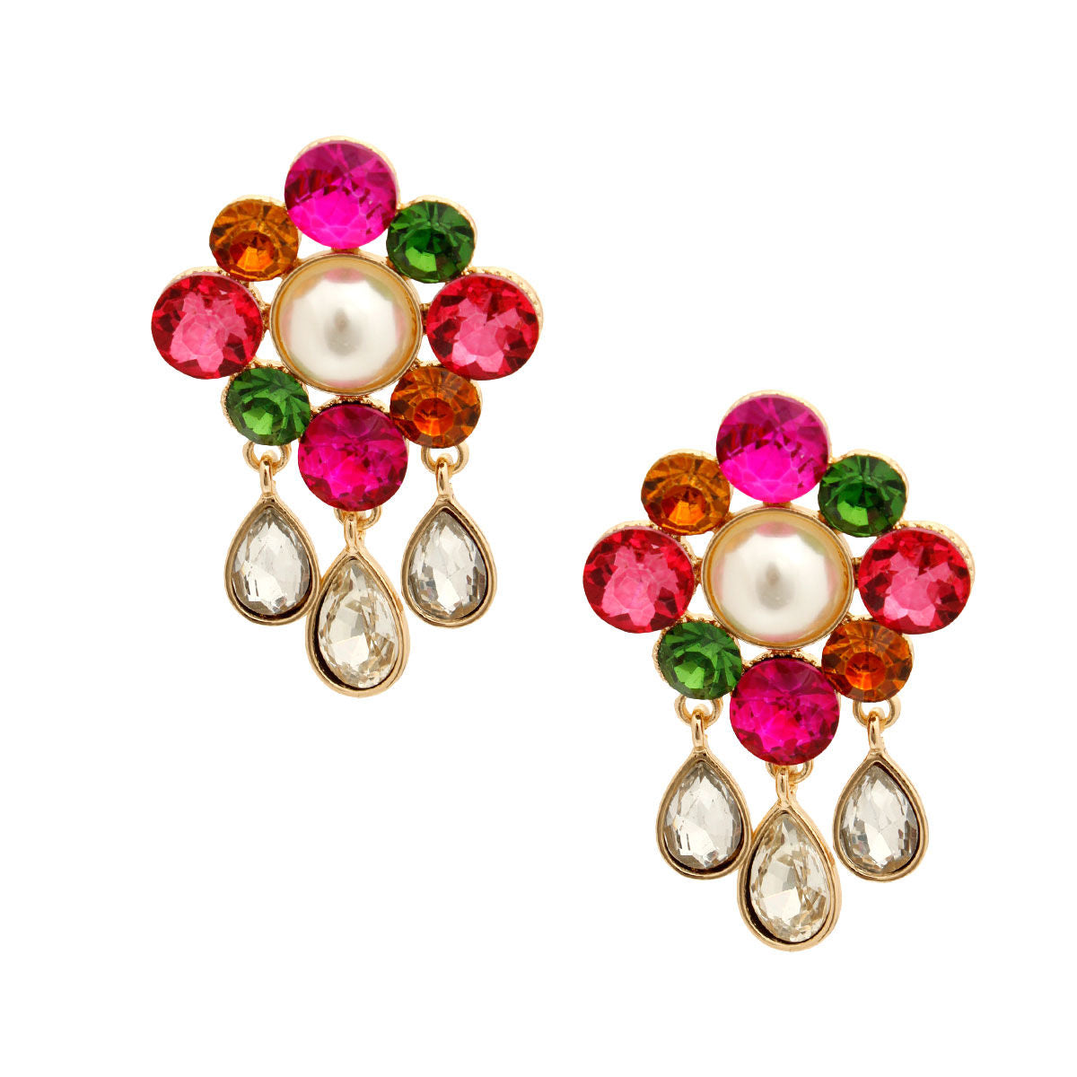 Multi Color Antique Flower Studs