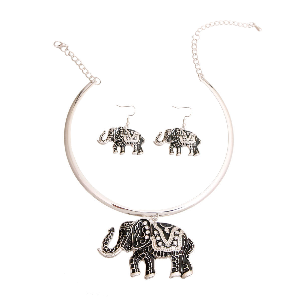 Black Tribal Elephant Choker Set