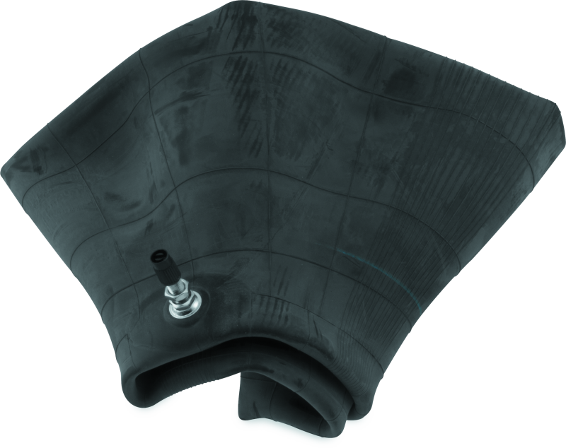 Black tire tube on a white background