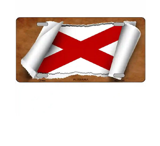 Alabama state flag on a peeled back paper design