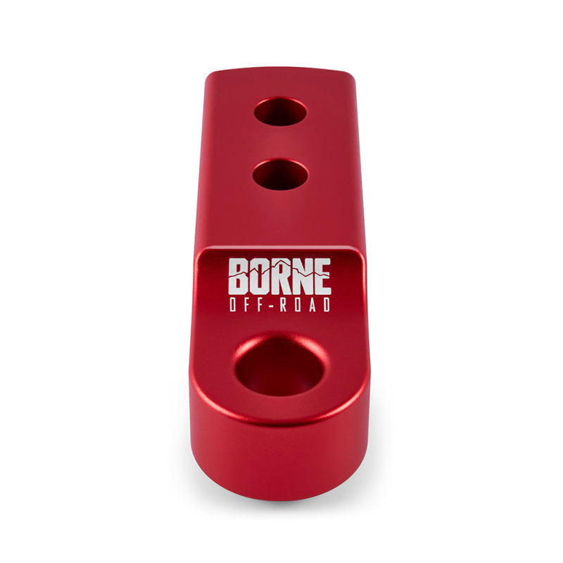 Red metal Hitch Receiver with 'Borne Off-Road' branding on a white background