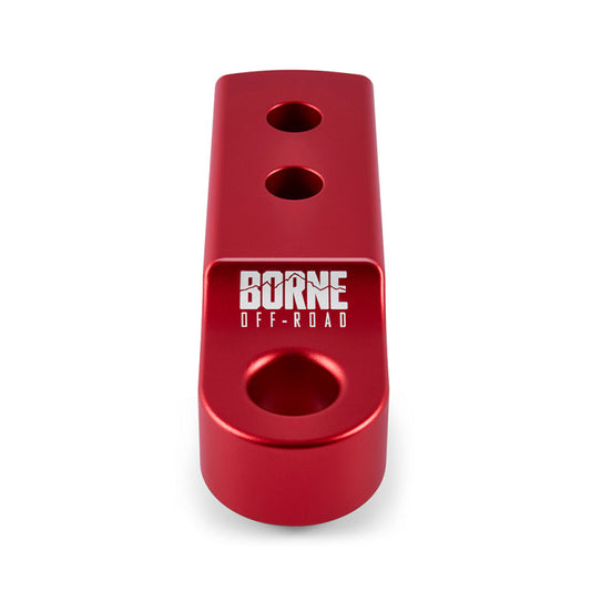 Red metal Hitch Receiver with 'Borne Off-Road' branding on a white background