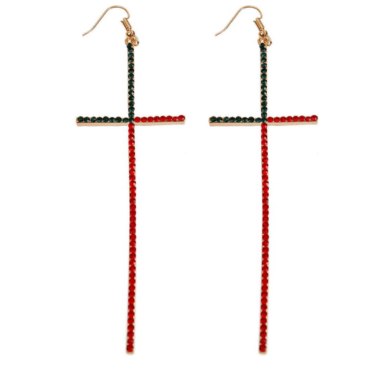 Divine Drops: Rhinestone Cross Earrings