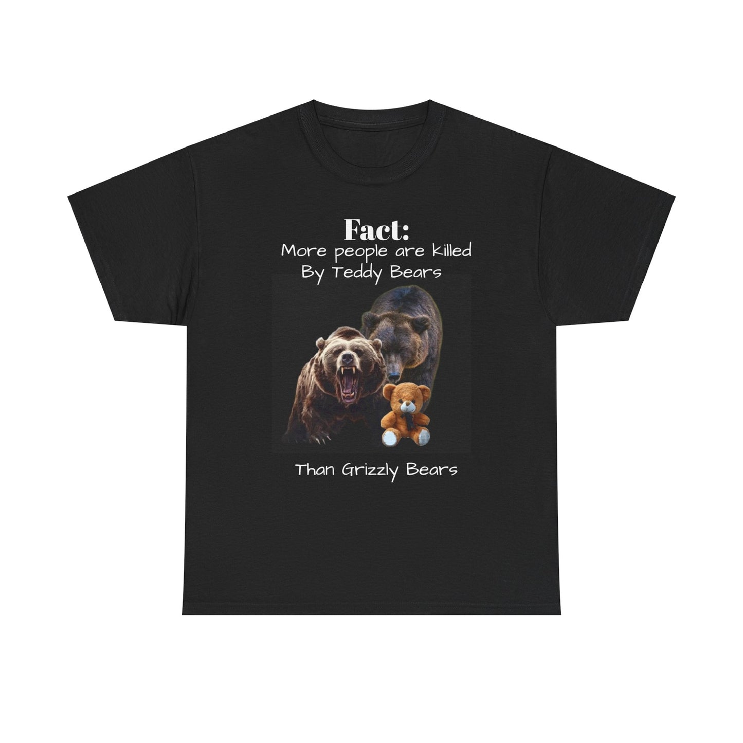 Teddy Bear Vs. Grizzly Bear Fun Fact Unisex Heavy Cotton Tee