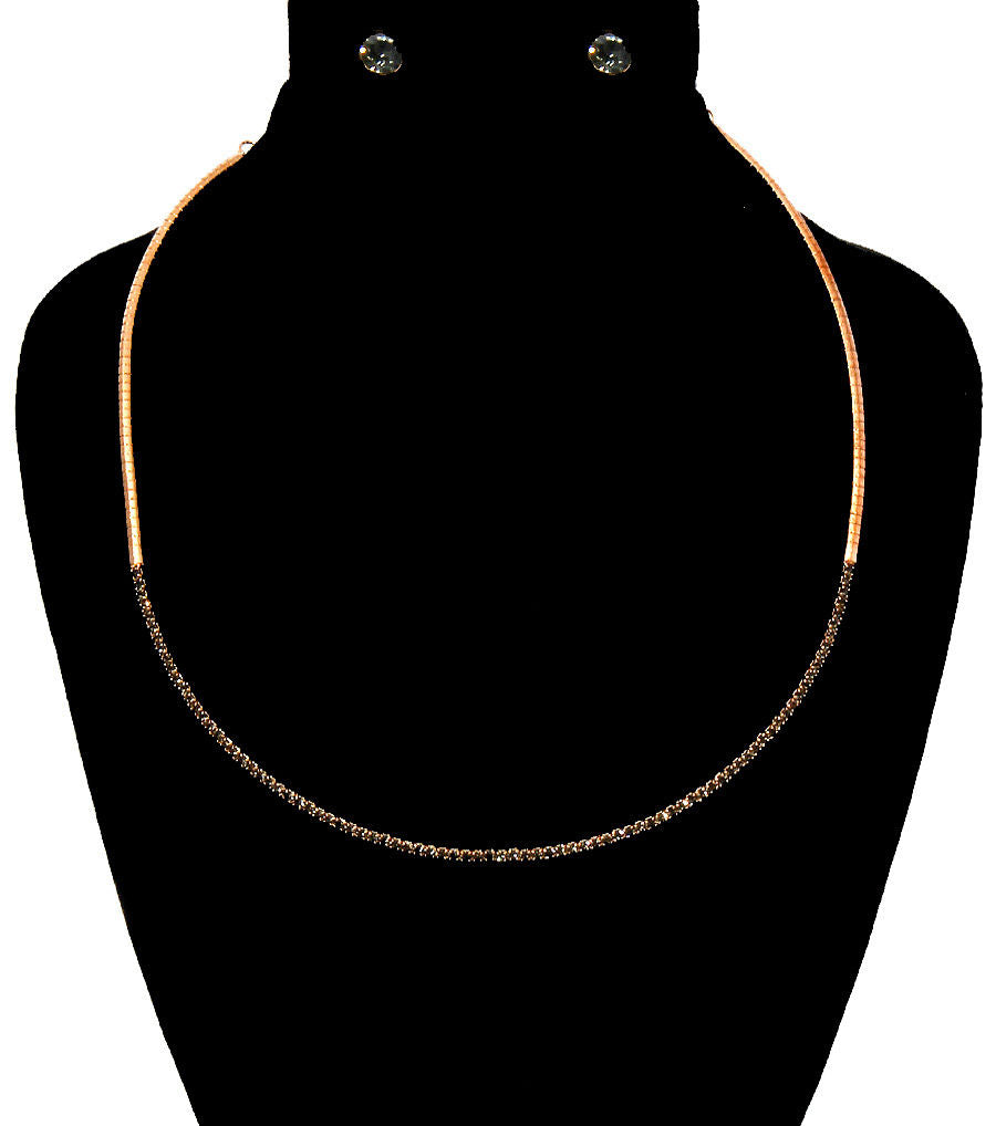 Jet Black Stoned Simple Necklace Set