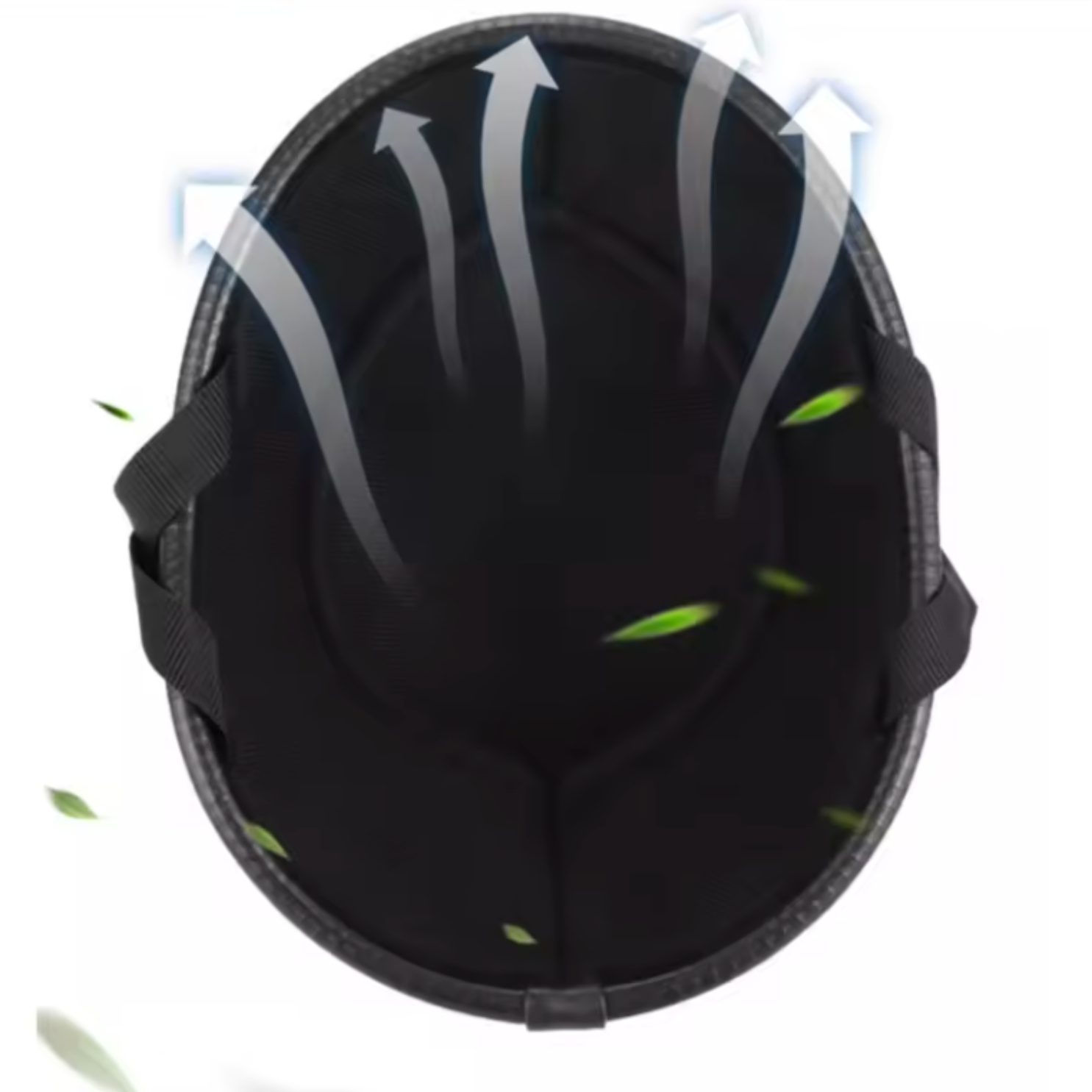 Black helmet with air vent design on a white background