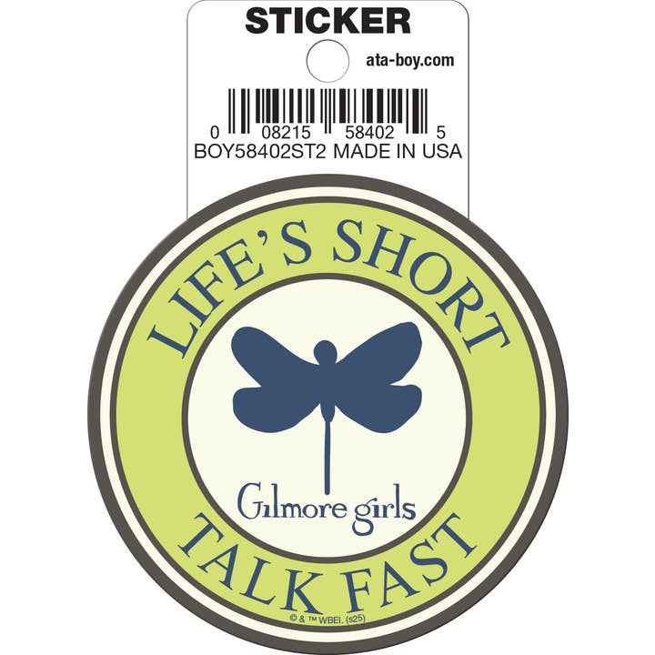 Ata-Boy Stickers: Die Cut Vinyl Sticker - 3" -  Gilmore Girls - Life's Short Talk Fast