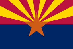 Flag of Arizona with red and yellow stripes and a blue field with a star.