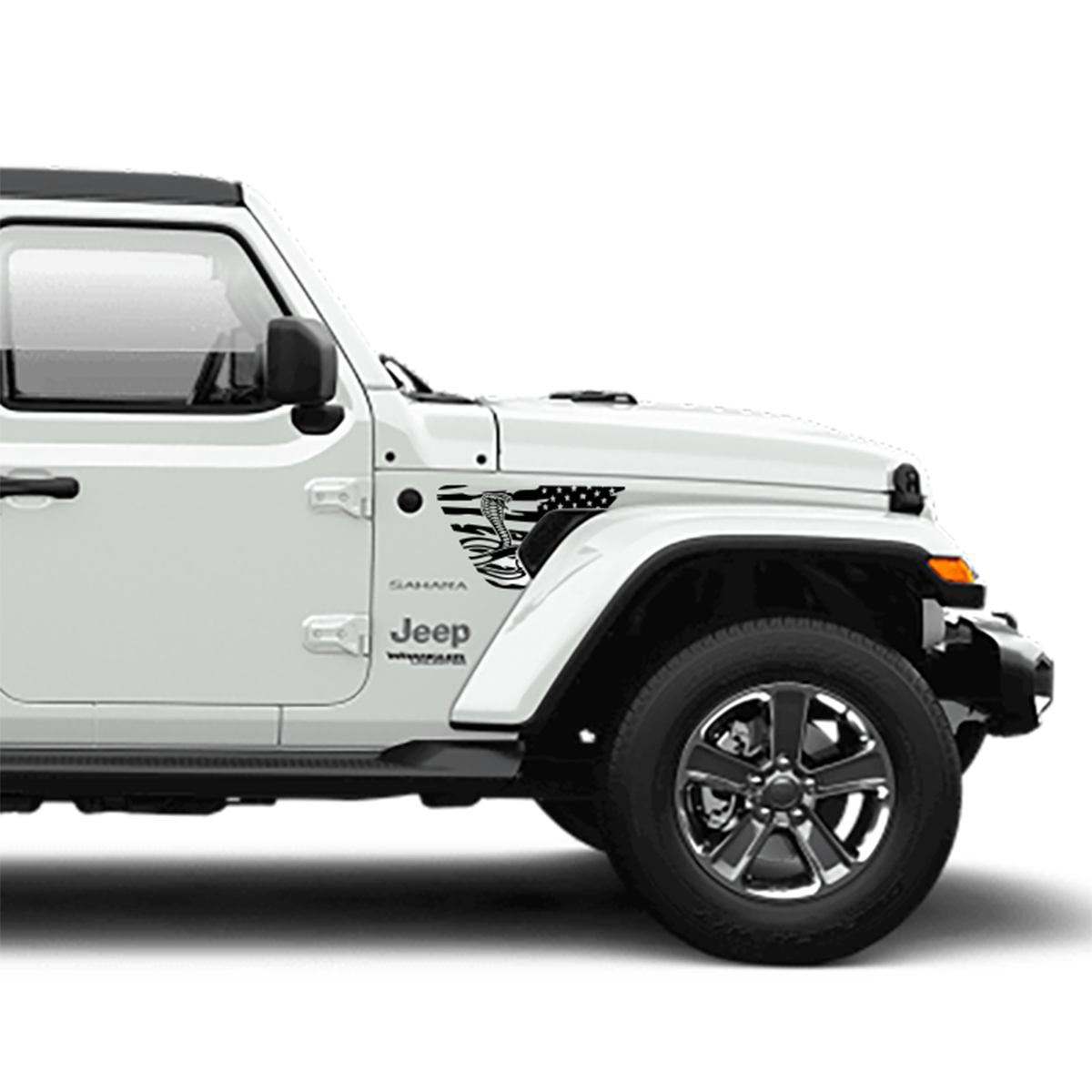 White Jeep Wrangler on a white background