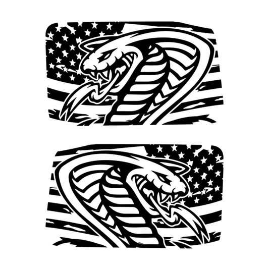 Two snake designs with American flag pattern on a white background